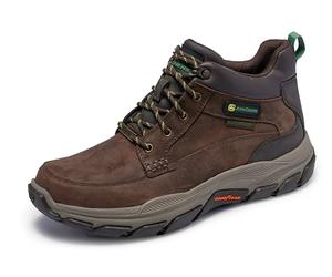 Skechers John Deere: Respected-Landin Waterproof Mid Top Lace Up Boots, Bota Hombre, Dark Brown Leather/Trim, 39.5 EU