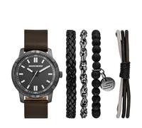 Skechers Juego de reloj de poliuretano marrón oscuro de tres manecillas (modelo: SR9146)