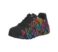 Skechers Kids Girls Uno Lite-Spread The Love Sneaker, Black/Multi, 6, Big Kid