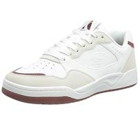 Skechers Koopa Volley Low Lifestyle, Zapatos Deportivos Hombre, White Suede / Duraleather / Mesh / Burgundy T, 41 EU