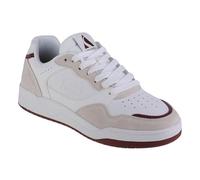 Skechers Koopa Volley Low Lifestyle, Zapatos Deportivos Hombre, White Suede / Duraleather / Mesh / Burgundy T, 45 EU
