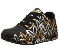 Skechers Love, Sneakers Mujer, Black and Multi Metallic Heart Print Durabuck, 39 EU