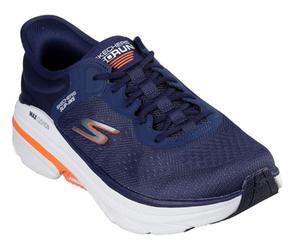 Skechers MAX Cushioning Arch Fit 2.0 Antilles - Tenis para Hombre, Tela sintética Azul Marino y Naranja, 44 EU