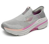 Skechers MAX Cushioning Arch Fit 2.0 Cambridge - Tenis sin Cordones para Mujer, Tela Gris y Ribete Rosa, 38 EU