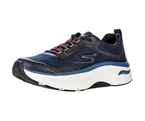 Skechers MAX Cushioning Arch Fit-220196 - Tenis para Hombre, Azul Marino/Naranja, 40 EU