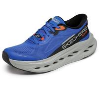 Skechers MAX Cushioning Glide Step Advert - Tenis sin Cordones para Hombre, Azul/Naranja, 42 EU