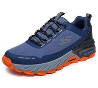 Skechers MAX Protect Promote Track, Zapatillas Hombre, Nvy Synthetic/Textile/Orange Trim, 46 EU