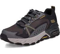 Skechers MAX PROTECT, Zapatillas para caminar para Hombre, Black Leather/Synthetic/Mesh/Charcoal Trim, 41 EU