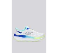 Skechers MAX Run, Zapatillas Mujer, White Textile/Multi Trim, 40 EU