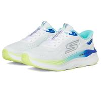 Skechers MAX Run, Zapatillas Mujer, White Textile/Multi Trim, 39.5 EU