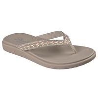 Skechers Meditation Luxe-Floral Embellished - Sandalias Planas para Mujer, Color Gris Pardo, Talla 7