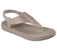 Skechers Meditation Luxe-Hooded Geo Embellished - Sandalias Planas para Mujer, Color Gris Pardo, Talla 2