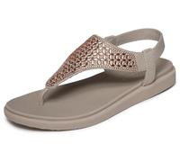 Skechers Meditation Luxe-Hooded Geo Embellished - Sandalias Planas para Mujer, Color Gris Pardo, Talla 4