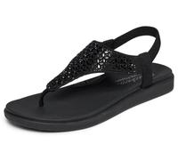 Skechers Meditation Luxe-Hooded Geo Embellished - Sandalias Planas para Mujer, Color Negro, Talla 36