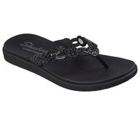 Skechers Meditation Luxe-Rhinestone - Sandalias Planas Cortadas con láser para Mujer, Color Negro, Talla 2