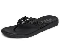 Skechers Meditation Luxe-Rhinestone - Sandalias Planas Cortadas con láser para Mujer, Color Negro, Talla 2