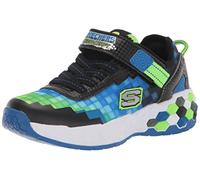 Skechers MEGA-CRAFT 2.0, Zapatillas para Niños, Black & Blue Textile/ Synthetic/ Lime Trim, 37 EU