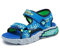 Skechers Mega-Splash 4K, Sandalias Planas Bebé-Niños, Blue/Lime, 27.5 EU