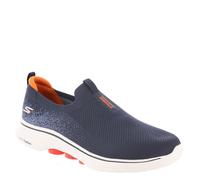 Skechers Men's Go Walk 7 Sneaker, Navy and Orange Textile, 45.5 EU