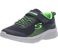 Skechers MICROSPEC GORZA, Sneaker para Niños, Navy Textile/ Lime & Blue Trim, 35 EU
