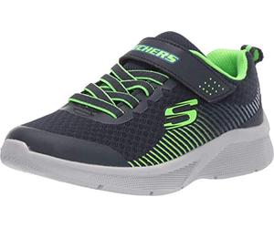 Skechers MICROSPEC GORZA, Zapatillas para Hombre, Navy Textile/ Lime & Blue Trim, 37 EU