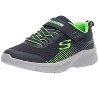 Skechers MICROSPEC GORZA, Zapatillas para Niños, Navy Textile/ Lime & Blue Trim, 37.5 EU