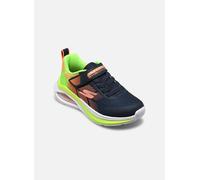 Skechers MICROSPEC MAX Velocity - Zapatillas Deportivas para niño, Tela Azul Marino/sintético/Borde Lima y Naranja, Talla 2 UK Niño