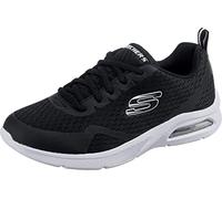 Skechers MICROSPEC MAX, Zapatillas para Niños, Black Textile/ Black & White Trim, 35 EU