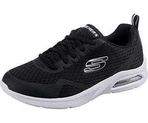 Skechers MICROSPEC MAX, Zapatillas para Niños, Black Textile/ Black & White Trim, 36 EU