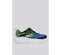 Skechers MICROSPEC Velocity - Zapatillas Deportivas para niño, Color Negro sintético/Textil/Borde Azul y Lima, Talla 12 UK Niño