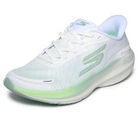 Skechers Mujer Aero Pulse Performance Running Trainers - Lightweight Mesh Athletic Shoes with Arch Support Slip-In Entrenador, White Textile Green Trim, 40 EU