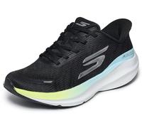 Skechers Mujer Aero Pulse Performance Running Trainers - Lightweight Mesh Athletic Shoes with Arch Support Slip-In Entrenador, Black Textile Yellow Blue Trim, 36 EU