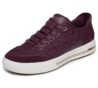 Skechers Mujer Arch Fit Arcade Cuddle Steps Slip-In Entrenador, Wine Nylon Duraleather Suede, 38.5 EU