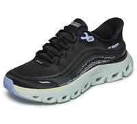 Skechers Mujer Arch Fit Glide-Step Wave Slip-In Entrenador, Black Mesh Turquoise Trim, 38.5 EU