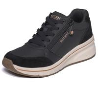 Skechers Mujer Billion Flex Luxe Up Zapatillas Deportivas, Black Duraleather Suede Mesh, 37 EU
