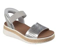 Skechers Mujer Bobs Sun Ray Step Aside Sandalias, Silver Duraleather, 38 EU
