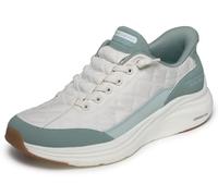Skechers Mujer Contour Foam In Motion Slip-In ENTRENADOR, Off White Mesh/Sage Duraleather/Leather/Trim, 41 EU