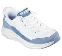 Skechers Mujer Contour Foam In Motion Slip-In Entrenador, White Mesh Lt Blue Duraleather Trim, 40 EU