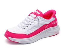 Skechers Tenis sin Cordones para Mujer Contour Foam de Ajuste cómodo sin Cordones, Blanco/Rosado Intenso, 38 EU