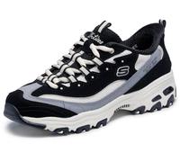 Skechers Mujer D'Lites Smooth Nostalgia Slip-In ENTRENADOR, Black Leather/Duraleather/Natural Mesh/Trim, 38.5 EU