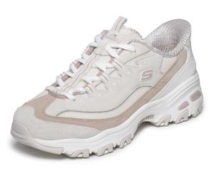 Skechers Mujer D'Lites Vintage Haze Zapatillas Deportivas, Natural Leather Duraleather Off White Mesh TR