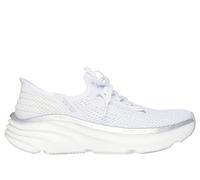 Skechers Mujer D'Lux Vapor Evening Glow Slip-In ENTRENADOR, White Knit/Silver Trim, 40 EU
