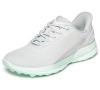 Skechers Mujer Go Golf Women's Synthetic Upper Lace-Up Spike Less Golf Shoe Slip-In Entrenador, Light Gray/Aqua, 38 EU