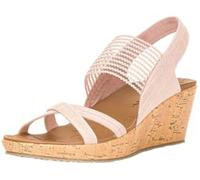 Skechers Beverlee-High Tea, Sandalias de Punta Descubierta Mujer, Multicolor (PNK Black Sparkle Linen/Gore Trim), 38 EU
