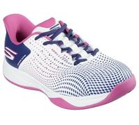 Skechers Mujer Skechers Viper Court Reload Slip-In ENTRENADOR, White Synthetic/ Navy Textile/ Pink Trim, 36 EU