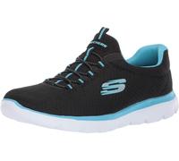 Skechers Mujer Summits 12980 Zapatillas, Black Mesh/Turquoise Trim, 37.5 EU