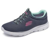 Skechers Mujer Summits 12980 Zapatillas, Charcoal Mesh/Green & Pink Trim, 37 EU