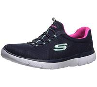 Skechers Mujer Summits 12980 Zapatillas, Navy Mesh / Hot Pink Trim, 40 EU