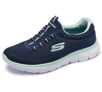 Skechers Mujer Summits 12980W Wide Zapatillas, Navy Mesh/ Aqua Trim, 35 EU Ancho