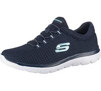 Skechers Mujer Summits 12985 Zapatillas, Navy Mesh/White Trim, 35 EU